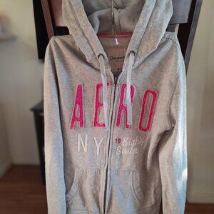 Aero NY hoodie y2k 2000s mcbling size M fits like S grey and pink